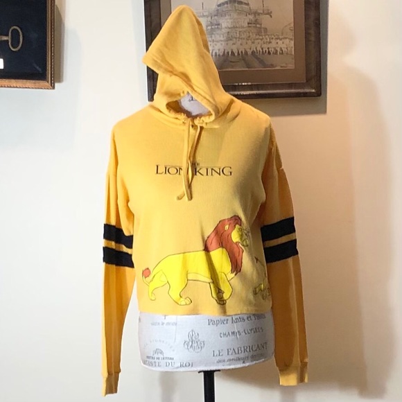 Disney Tops - Disney The Lion King Yellow Crop Top Hooded Sz L